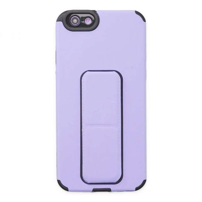 Apple iPhone 6 Kılıf Mega Standlı Silikon - Lila