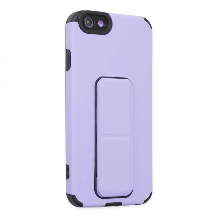Apple iPhone 6 Kılıf Mega Standlı Silikon - Lila