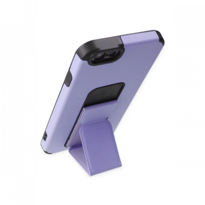 Apple iPhone 6 Kılıf Mega Standlı Silikon - Lila