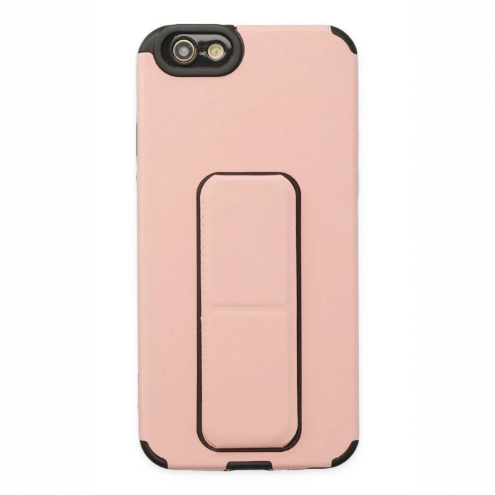 Apple iPhone 6 Kılıf Mega Standlı Silikon - Pudra
