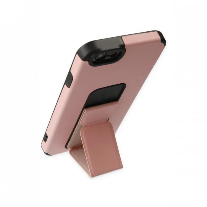 Apple iPhone 6 Kılıf Mega Standlı Silikon - Pudra