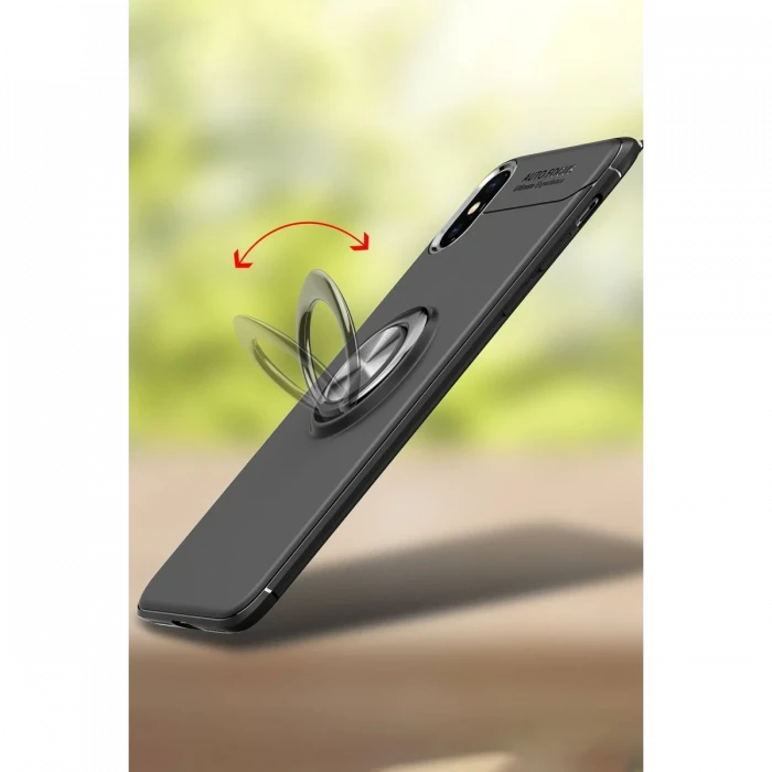 Apple iPhone XS Max Kılıf Range Yüzüklü Silikon - Siyah