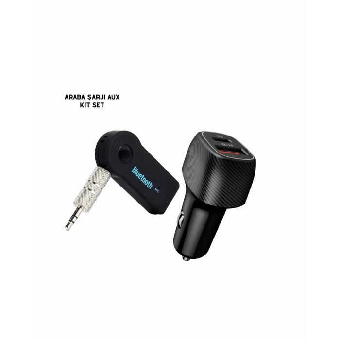 Araç İçi Bluetooth Müzik Kiti + Type-C PD Araç Şarjı Seti