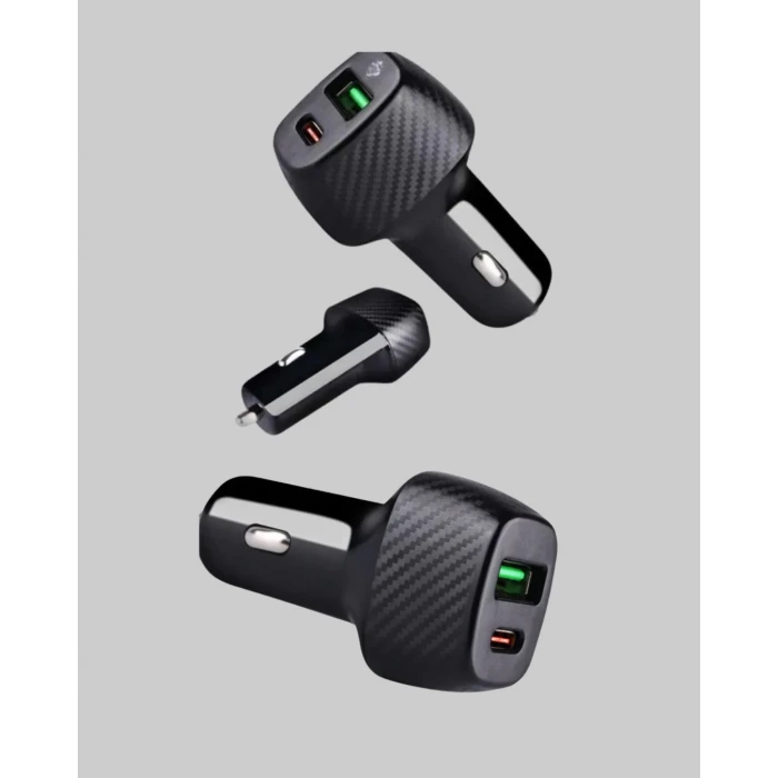Araç Tipi Hızlı Şarj Adaptörü Type-C PD USB Çift Port Kompakt