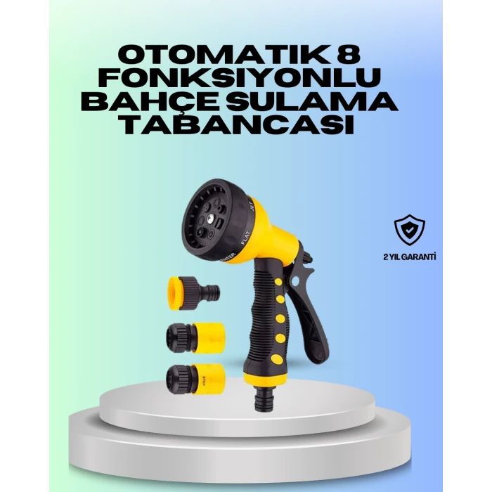 Ayarlanabilir Basınçlı 8 Modlu Bahçe Sulama Tabancası Hortum Aparatı