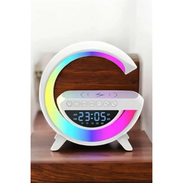 Bluetooth Hoparlör 15W Kablosuz Hızlı Şarj LED Gece Lambası