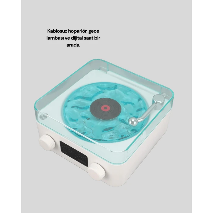 Bluetooth Hoparlör – 3-ü-1 Saatli Gece Lambası ve Vintage Tasarım