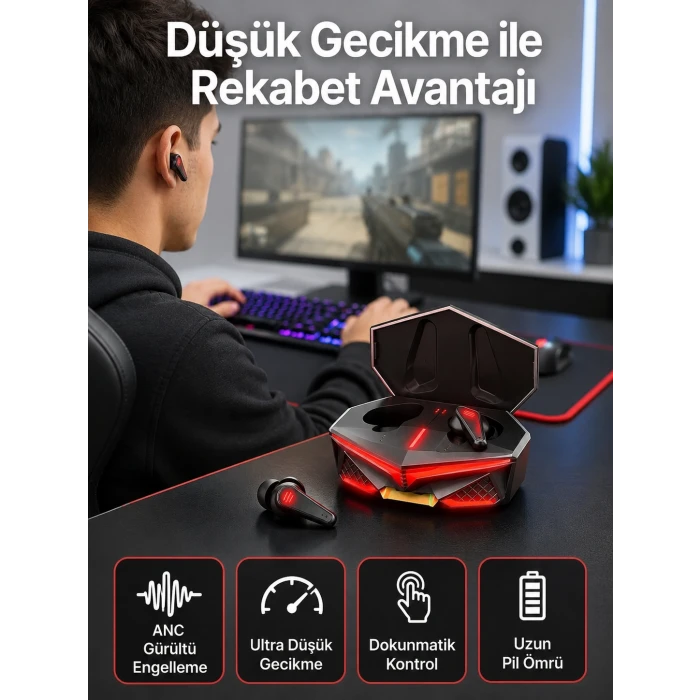 Bluetooth Kulaklık HD Ses Kaliteli Işıklı Metal Kasa Ios Android Uyumlu Mikrofonlu
