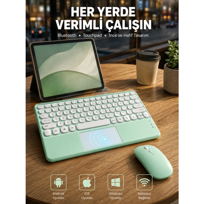 Bluetooth Touchpad Klavye Ultra İnce Taşınabilir Q Klavye Yeni Nesil