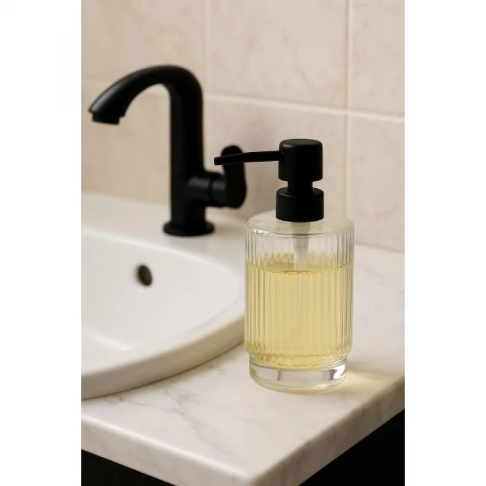 Cam Şeffaf Sıvı Sabunluk 200 ml Banyo Lavabo