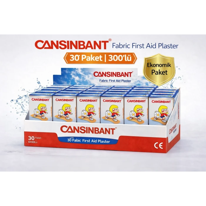 Cansinbant Bez Yarabandı 10 lu 30 Paket 1,9 x 7,2 cm Fabric First Aid Plaster