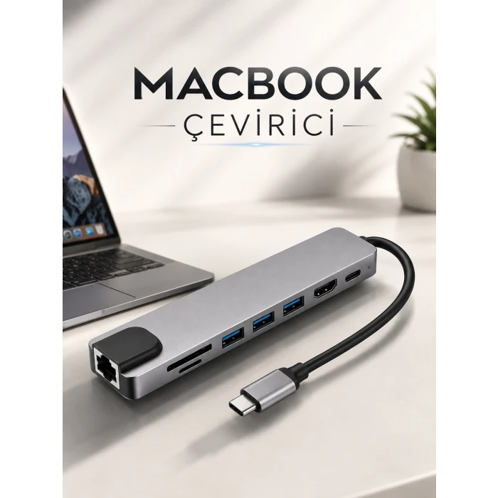 Çevirici Dönüştürücü Adaptör Macbook 3 In 1 Type-C To Hdmı USB 3.0