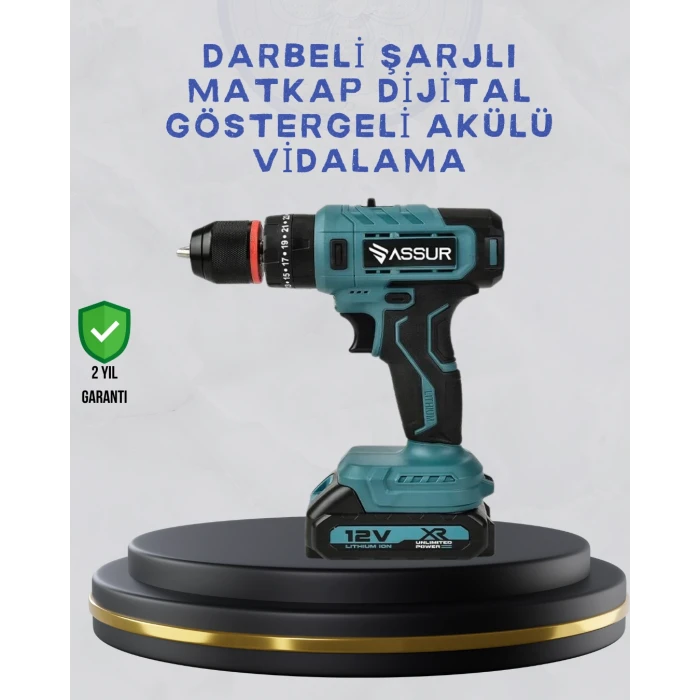 Çift Bataryalı Şarjlı Matkap Dijital Ekranlı Set