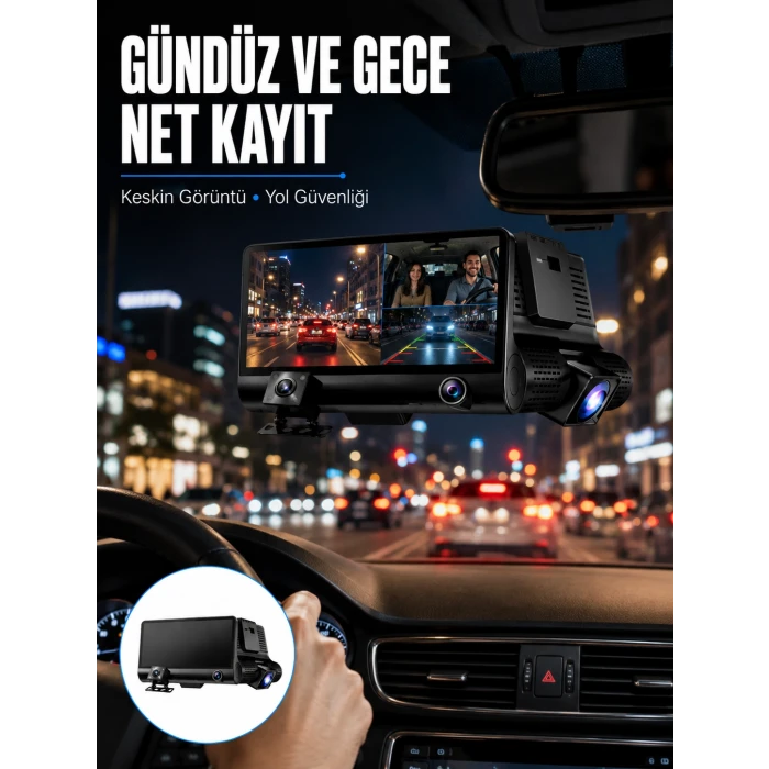Çift Lens Araç Güvenlik Kamerası G Sensörlü Full HD Yeni Nesil