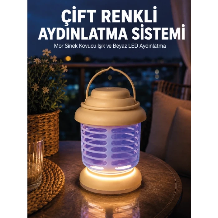 Çift Renkli LED Aydınlatmalı Taşınabilir Sinek Kovucu Lamba