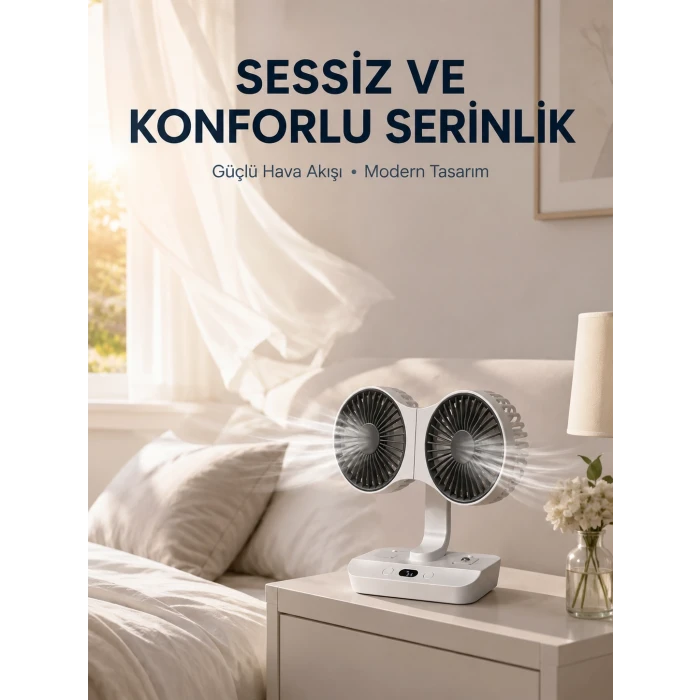 Çift Yöne Hava Üfleyen Masa ve Duvar Tipi Vantilatör