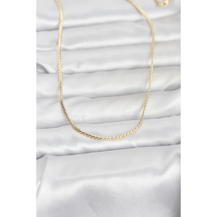 CM 14K Gold Renk Yassı Zincir Model 60 cm Kadın Kolye