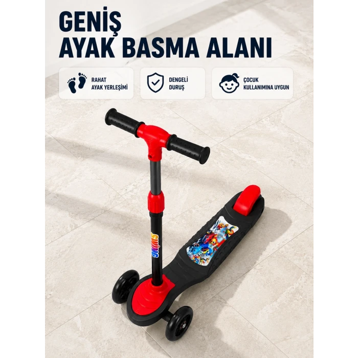 Çocuklar İçin 3 Tekerlekli Scooter Ayarlanabilir Gidonlu Eğlenceli Sürüş Aracı