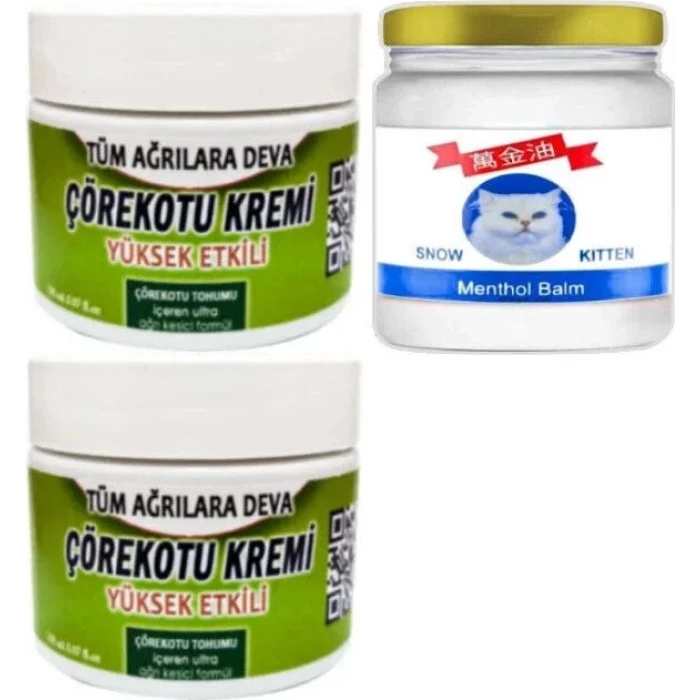 ÇÖREK OTU KREMİ 2X 100 ML - SNOW KİTTEN MENTHOL BALM 50 ML