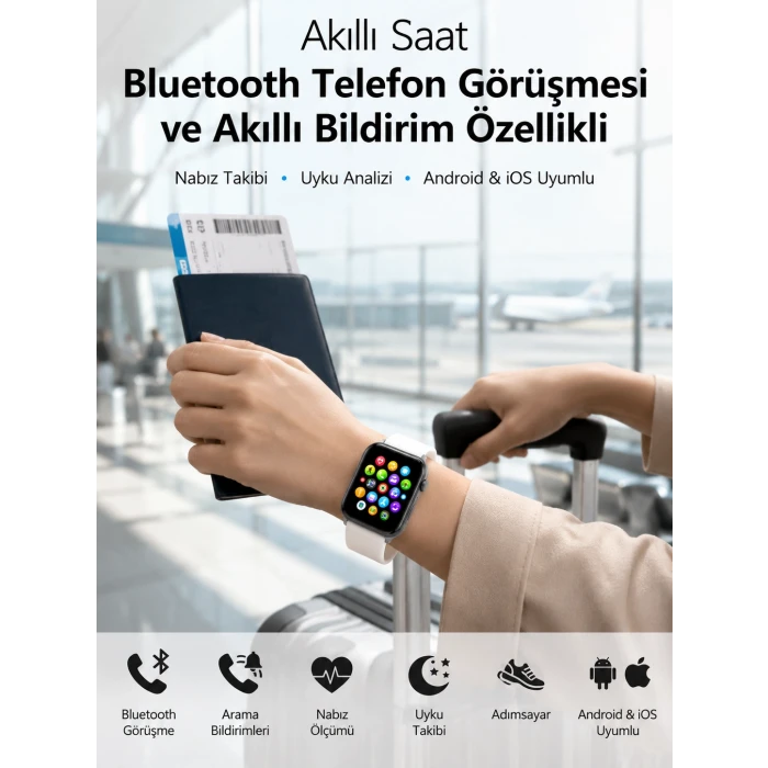 Dokunmatik Ekranı, Bluetooth Görüşme Desteği ve Akıllı Bildirim Özellikleriyle Teknolojiyi Bileğinize Taşıyan Akıllı Saat