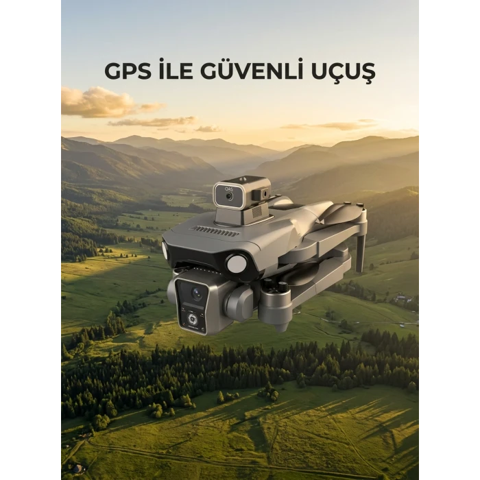 Ekranlı Kumandalı GPS Drone Çift Kameralı Katlanabilir Hava Aracı