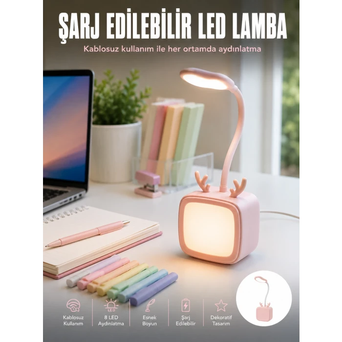 Esnek Gövdeli LED Masa Lambası Taşınabilir Gece Aydınlatması