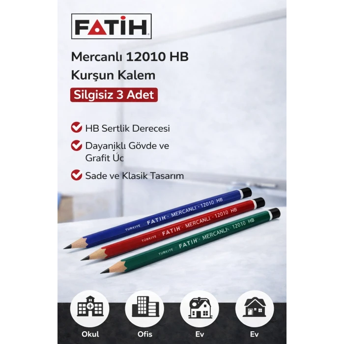 Fatih Mercanlı 12010 HB Kurşun Kalem 3 Adet