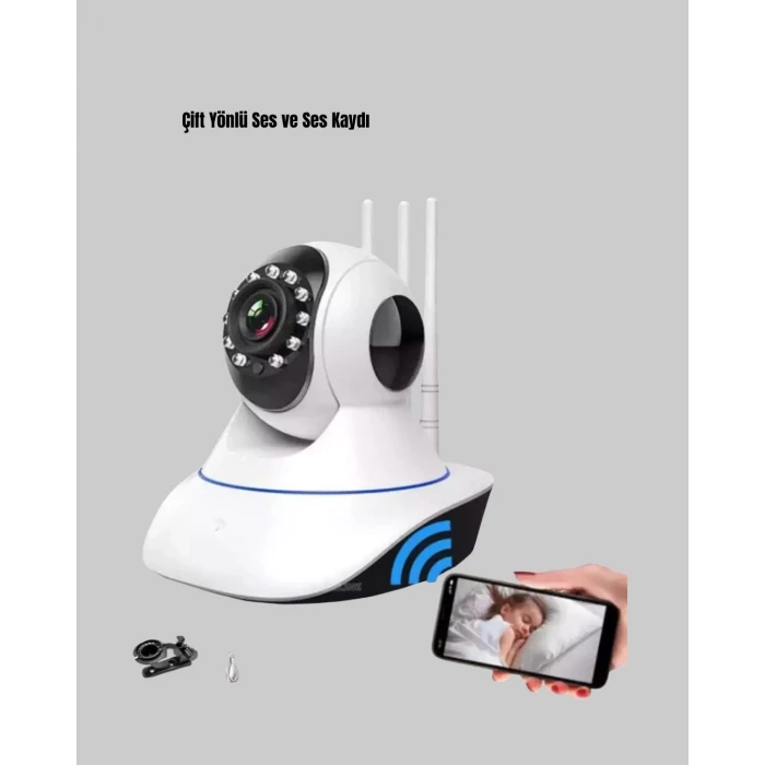 Full HD Akıllı IP Kamera – Gece Görüşlü, Hareket Sensörlü, Çift Yönlü Ses ve Online Kayıt Özellikli