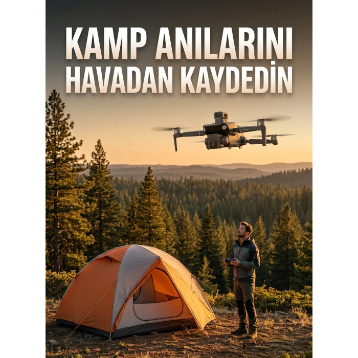 GPS Destekli Katlanabilir Çift Kameralı Drone Ekranlı Kumandalı