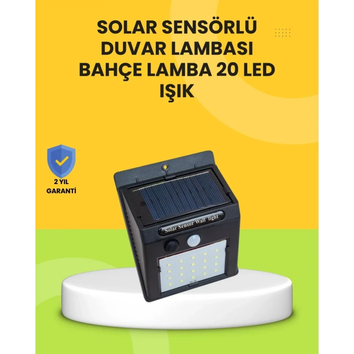 Güneş Paneli ile Şarj Olan 20 LED Dış Mekan Hareket Sensörlü Lamba
