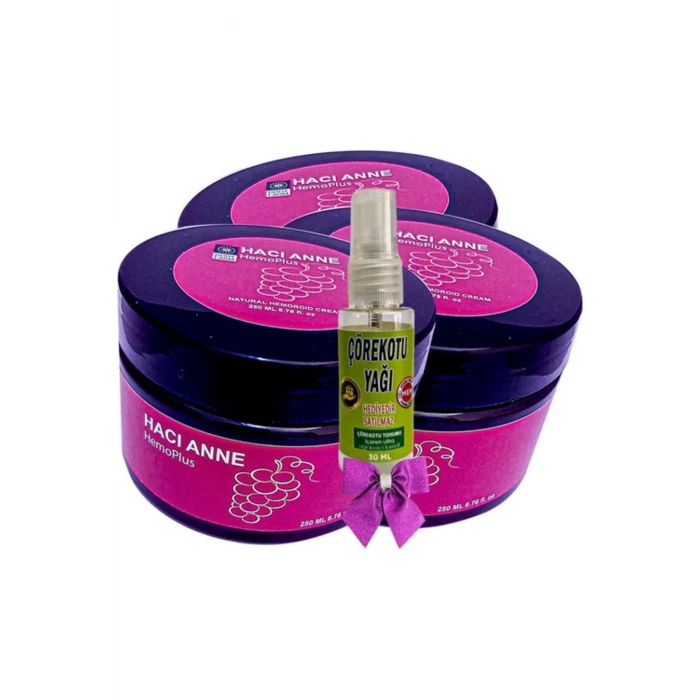 Hacı Anne Hemoplus Kremi 200 ml x 3 adet + Çörek Otu Yağı 30 ml