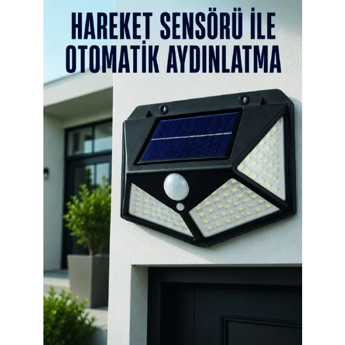Hareket Sensörlü Güneş Enerjili Duvar Lambası Dış Mekan İçin Güçlü LED Aydınlatma