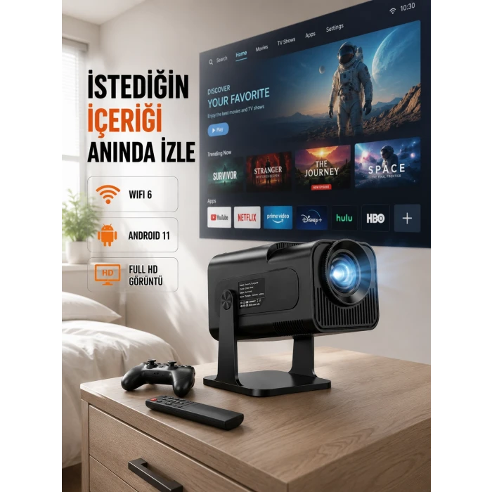 HCS350pro 1080P Full HD Taşınabilir Android Projektör Yeni Nesil