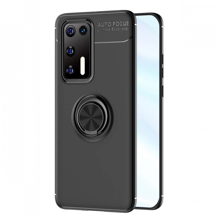 Huawei P40 Kılıf Range Yüzüklü Silikon - Siyah