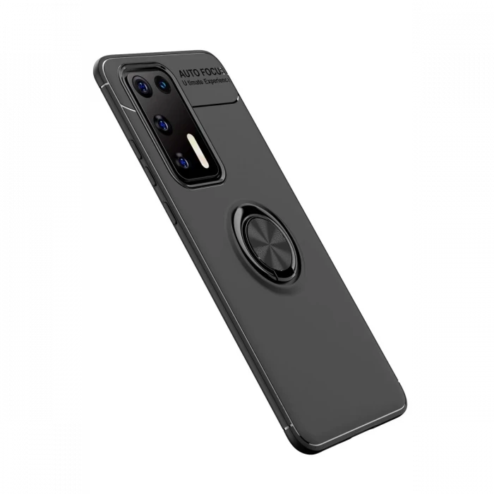 Huawei P40 Kılıf Range Yüzüklü Silikon - Siyah