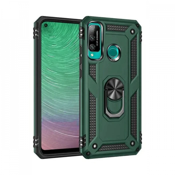 Huawei P40 Lite E Kılıf Sofya Yüzüklü Silikon Kapak - Yeşil