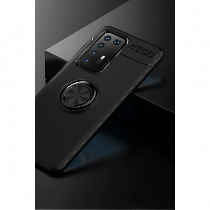 Huawei P40 Pro Kılıf Range Yüzüklü Silikon - Siyah