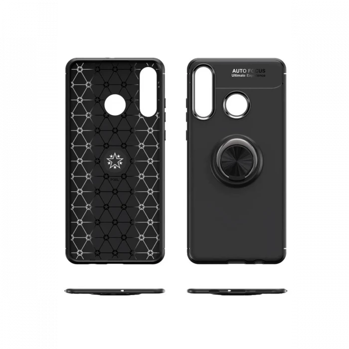 Huawei Y6P Kılıf Range Yüzüklü Silikon - Siyah