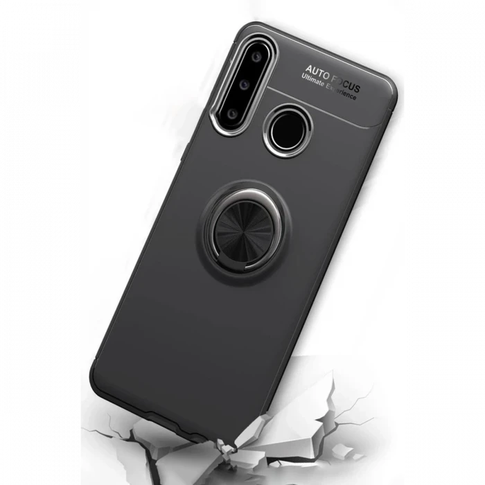 Huawei Y6P Kılıf Range Yüzüklü Silikon - Siyah