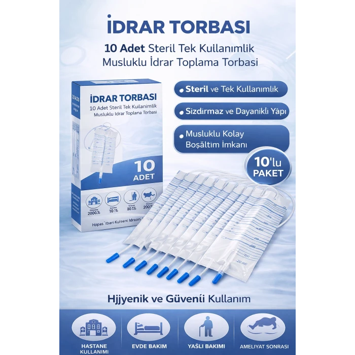 İdrar Torbası Steril Medikal İdrar Toplama Torbası 10 ADET