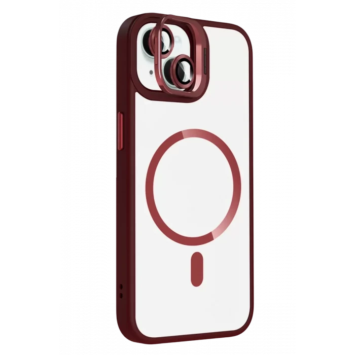 Joko Apple iPhone 13 Remim Lensli Magsafe Standlı Kapak - Bordo