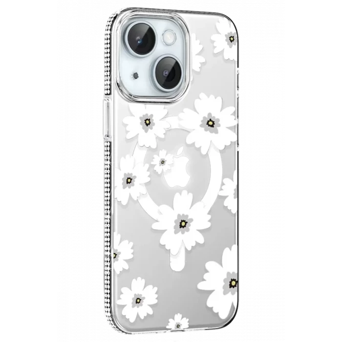 Joko Apple iPhone 14 Floral Magsafe Kapak - Beyaz