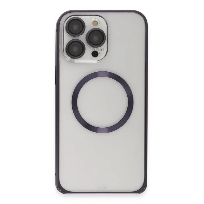 Joko Apple iPhone 14 Pro Kılıf Metal Bumper Magneticsafe Kapak - Derin Mor