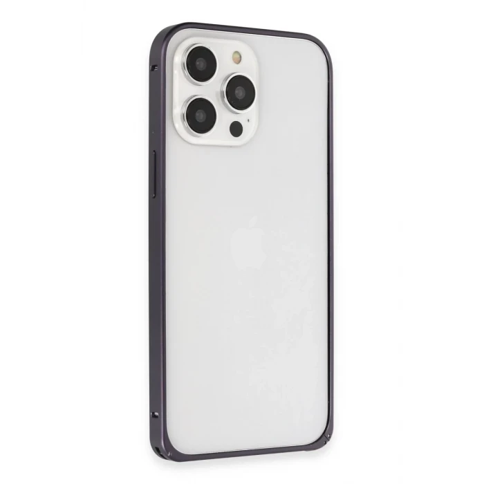 Joko Apple iPhone 14 Pro Kılıf Metal Bumper Magneticsafe Kapak - Derin Mor