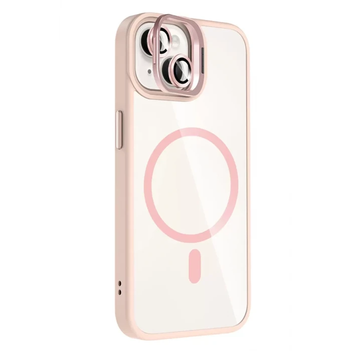 Joko Apple iPhone 14 Remim Lensli Magsafe Standlı Kapak - Pembe