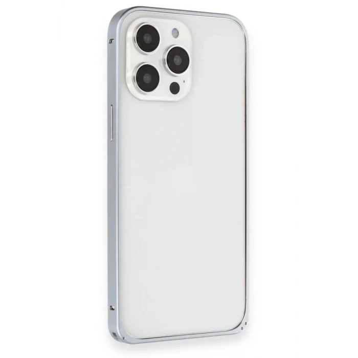 Joko Apple iPhone 15 Pro Max Kılıf Metal Bumper Magneticsafe Kapak - Gri