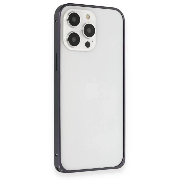 Joko Apple iPhone 15 Pro Max Kılıf Metal Bumper Magneticsafe Kapak - Lacivert