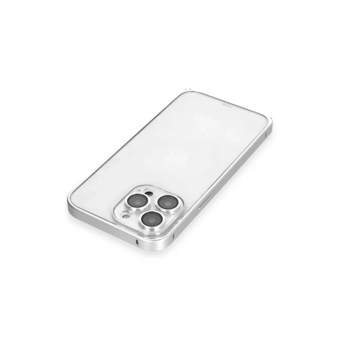 Joko Apple iPhone 15 Pro Max Metal Bumper Mat Kapak - Gümüş