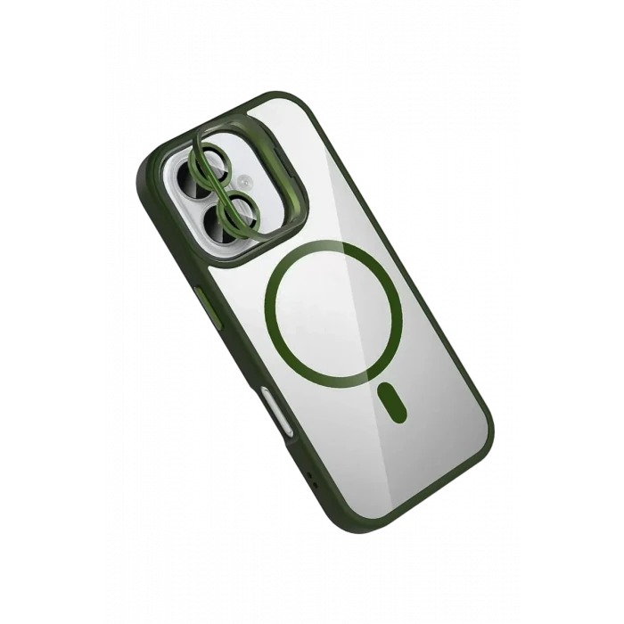 Joko Apple iPhone 16 Plus Remim Lensli Magsafe Standlı Kapak - Koyu Yeşil