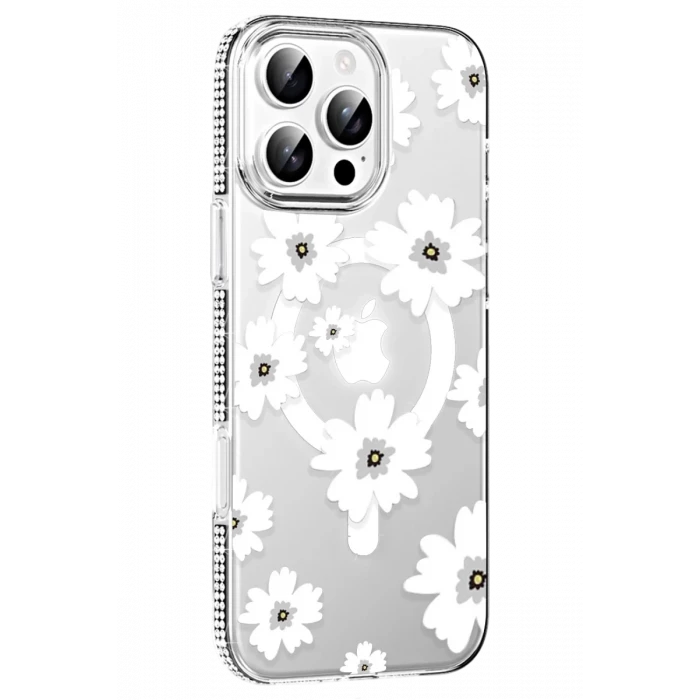 Joko Apple iPhone 16 Pro Max Floral Magsafe Kapak - Beyaz
